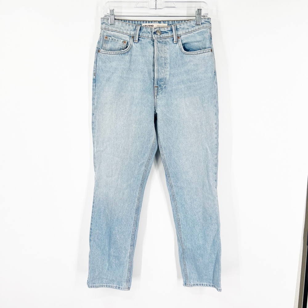 Grlfrnd The Karolina High Rise Straight Crop Jeans Button Fly Light Wash